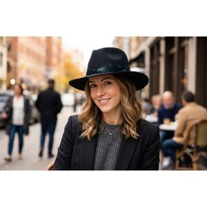 Zadig & Voltaire Deluxe Black 100% Wool Steva Fedora Hat